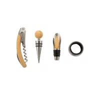   Set accesorii vin, 2401E17600, Everestus, ø160x40 mm, Bambus, Otel, Natur