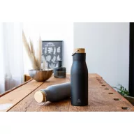   Termos 500 ml, 2401E17808, Everestus, ø70x224 mm, Otel, Bambus, Negru