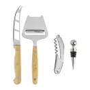 Set accesorii vin, Everestus, 2610E17953, 165x257x34 mm, Bambus, Otel inoxidabil, Natur