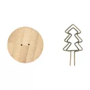 Clema metalica pentru notite cu design de Craciun, Everestus, 2610E18258, Ø38x60 mm, Metal, Bambus, Natur