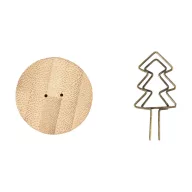   Clema metalica pentru notite cu design de Craciun, Everestus, 2610E18258, Ø38x60 mm, Metal, Bambus, Natur