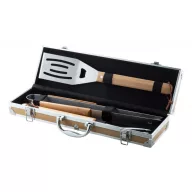   Set Barbeque 3 piese, 428×155×60 mm, Everestus, 20FEB4669, Otel inoxidabil, Bambus, Natur
