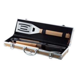   Set Barbeque 3 piese, 428×155×60 mm, Everestus, 20FEB4669, Otel inoxidabil, Bambus, Natur