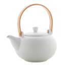 Ceainic cu 2 cesti, Everestus, 18SEP2499, 600 ml, 245x213x104 mm, Ceramica, Bambus, Alb