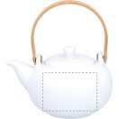 Ceainic cu 2 cesti, Everestus, 18SEP2499, 600 ml, 245x213x104 mm, Ceramica, Bambus, Alb