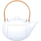 Ceainic cu 2 cesti, Everestus, 18SEP2499, 600 ml, 245x213x104 mm, Ceramica, Bambus, Alb