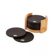   Set suport pahare, Everestus, 18SEP4545, 10 piese, 115x70 mm, Pasla, Bambus, Negru, Natur