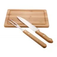   Set tocator, cutit si furca, Everestus, 42FEB232130, 200x300x11 mm, Bambus, Otel, Natur