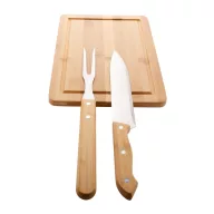   Set tocator, cutit si furca, Everestus, 42FEB232130, 200x300x11 mm, Bambus, Otel, Natur