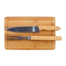 Set tocator, cutit si furca, Everestus, 42FEB232130, 200x300x11 mm, Bambus, Otel, Natur