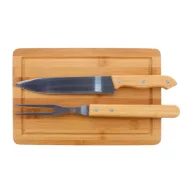   Set tocator, cutit si furca, Everestus, 42FEB232130, 200x300x11 mm, Bambus, Otel, Natur