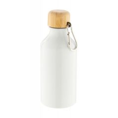   Sticla de apa bidon sport, Everestus, 42FEB230965, 400 ml, Ø65x168 mm, Aluminiu, Bambus, Alb