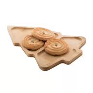   Platou pentru aperitive cu design de Craciun, 2401E17402, Everestus, 191x276x12 mm, Bambus, Natur