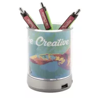   Suport pixuri cu hub usb, 2410E22036, Everestus, ø80 x 105 mm, ABS, Transparent