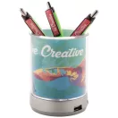 Suport pixuri cu hub usb, 2410E22036, Everestus, ø80 x 105 mm, ABS, Transparent