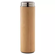   Termos cu infuzor de ceai si termometru, 21MAR2695, 500 ml, Ø 65x240 mm, Everestus, Otel, Bambus, Natur