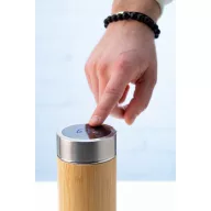   Termos cu infuzor de ceai si termometru, 21MAR2695, 500 ml, Ø 65x240 mm, Everestus, Otel, Bambus, Natur