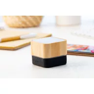   Boxa portabila Bluetooth, Everestus, 21OCT1125, 60 x 60 x 50 mm, Bambus, Plastic, Natur, Negru