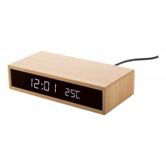   Incarcator wireless 1000 mA si ceas cu alarma, Everestus, 21OCT1155, 160 x 75 x 40 mm, Bambus, Natur