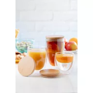   Cana 450 ml, Everestus, 21OCT1398, ø83 x 150 mm, Sticla, Bambus, Transparent, Natur