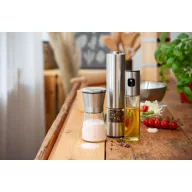   Rasnita electrica pentru sare si piper, 2401E17526, Everestus, ø50x220 mm, Otel, Ceramica, Argintiu