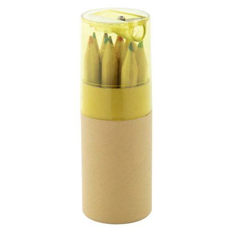 Set 12 creioane, 21MAR1333, Ø 35x103 mm, Everestus, Carton, Lemn, Galben