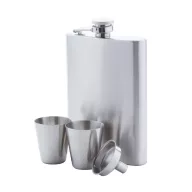   Set plosca cu 2 paharute, 230 ml, 167×188×42 mm, Everestus, 20FEB13825, Otel inoxidabil, Argintiu
