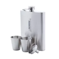   Set plosca cu 2 paharute, 230 ml, 167×188×42 mm, Everestus, 20FEB13825, Otel inoxidabil, Argintiu