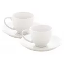 Set 2 cani espresso cu farfurioara, 90 ml, 120×125×95 mm, Everestus, 20FEB4927, Ceramica, Alb