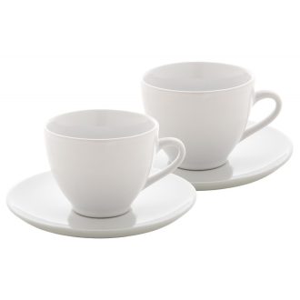   Set 2 cani Cappuccino cu farfurioara, 150 ml, 155×158×109 mm, Everestus, 20FEB4979, Ceramica, Alb