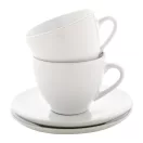 Set 2 cani Cappuccino cu farfurioara, 150 ml, 155×158×109 mm, Everestus, 20FEB4979, Ceramica, Alb