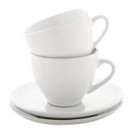   Set 2 cani Cappuccino cu farfurioara, 150 ml, 155×158×109 mm, Everestus, 20FEB4979, Ceramica, Alb