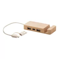 Hub usb 2401E17564, Everestus, 105x45x16 mm, Bambus, Natur