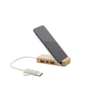 Hub usb 2401E17564, Everestus, 105x45x16 mm, Bambus, Natur