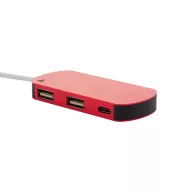 Hub usb 2401E17746, Everestus, 80x10x36 mm, Aluminiu, Rosu