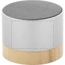 Boxa portabila Wireless, 2401E17729, Everestus, ø68x55 mm, Aluminiu, Bambus, Argintiu