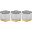 Boxa portabila Wireless, 2401E17729, Everestus, ø68x55 mm, Aluminiu, Bambus, Argintiu