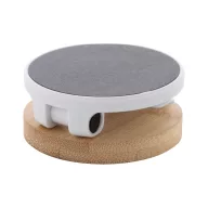   Suport de telefon pentru birou, 2502E15777, Everestus, ⌀60 x 25 mm, Bambus, Metal, Alb