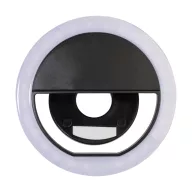   Selfie ring light, Everestus, 2610E17906, 150 mAh, Ø85x27 mm, ABS, Negru