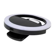   Selfie ring light, Everestus, 2610E17906, 150 mAh, Ø85x27 mm, ABS, Negru