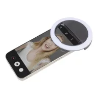   Selfie ring light, Everestus, 2610E17906, 150 mAh, Ø85x27 mm, ABS, Negru