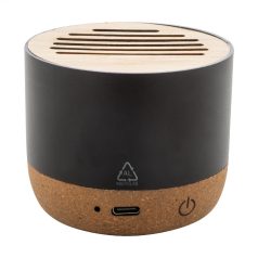   Boxa portabila, 400 mAh, 2509E17516, Everestus, Ø70x59 mm, Aluminiu, Bambus, Negru