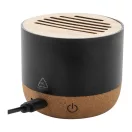 Boxa portabila, 400 mAh, 2509E17516, Everestus, Ø70x59 mm, Aluminiu, Bambus, Negru