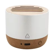   Boxa portabila, 400 mAh, 2509E17517, Everestus, Ø70x59 mm, Aluminiu, Bambus, Argintiu