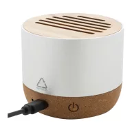   Boxa portabila, 400 mAh, 2509E17517, Everestus, Ø70x59 mm, Aluminiu, Bambus, Argintiu