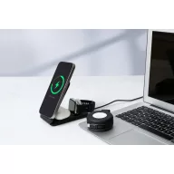   Incarcator wireless 15 W, 2509E17695, Everestus, 65x115x18 mm, Poliuretan, Metal, Negru