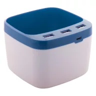   Suport pixuri cu hub usb, 95×95×70 mm, Everestus, 20FEB3442, Plastic, Albastru, Alb