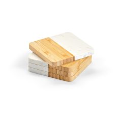   Set 4 bucati suport pahare, 2407E20504, Aodaci, 10x10x2.8 cm, Marmura, Natur